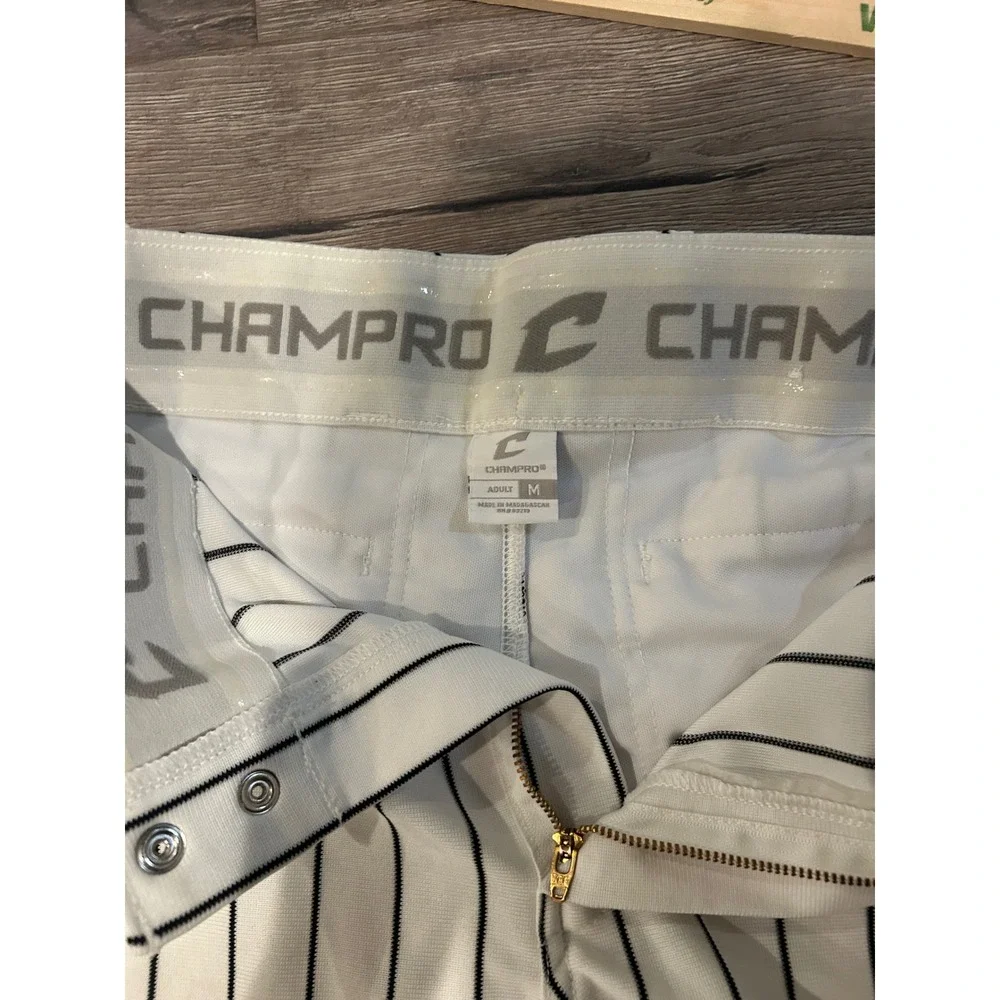 Champro Men Baseball Pants White Black Pinstripe Adult Medium‎ BP33